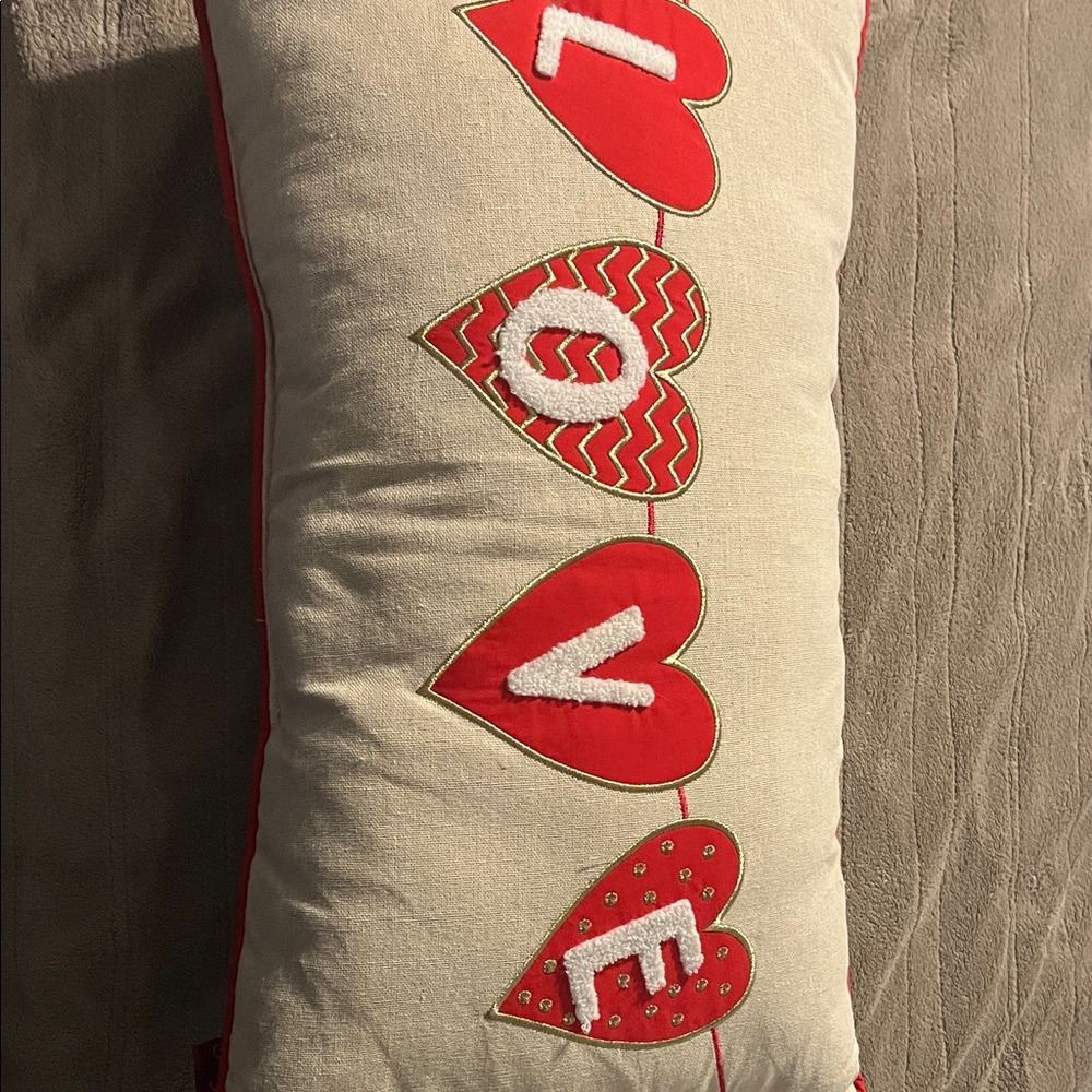 Decorative Love Pillow with Red Hearts